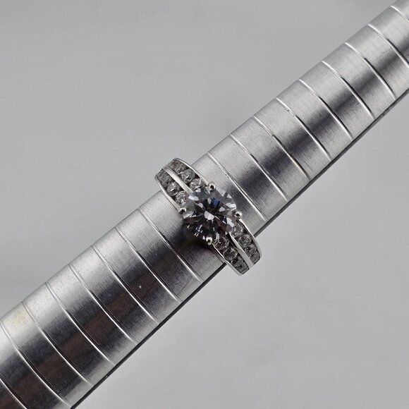 Sterling Silver Cubic Zirconia Engagement Wedding Ring 7 Solitaire Style 925 - Picture 2 of 14